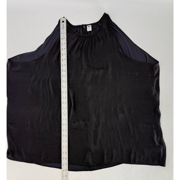 Old Navy Plus Size Sheer Shiny Satin Black Tunic Blouse XXL Event Classic Preppy - Picture 11 of 12